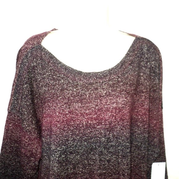 Croft & Barrow Knit Sweater Women's Plus 3X Wine Combo #601 3/4 Sleeves NEW - Picture 2 of 7